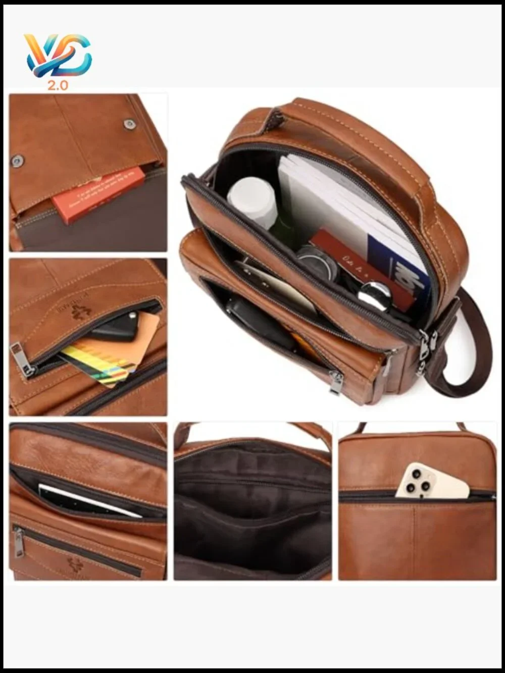 Small Messenger Bag Crossbody Shoulder Bag Genuine Leather Work Business